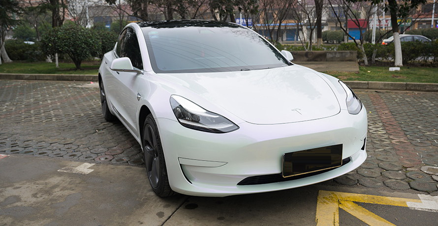 特斯拉model3 珍珠白改色3M改色膜(图7)